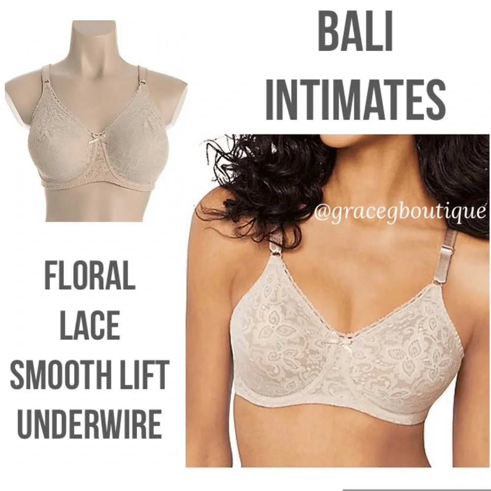Bali 40DD Lace Bra Rosewood Smooth Lift Underwire Natural Tan Nude Beige